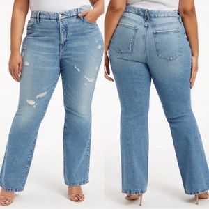 Good American Good Classic Blue Faded Distressed Jeans Plus Size 24